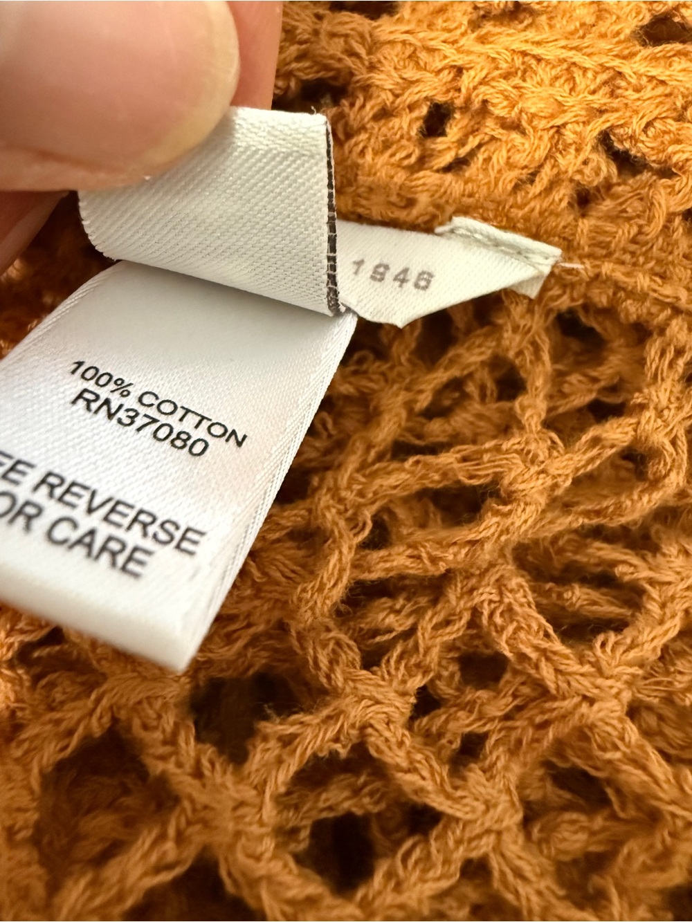 #1) Crochet Openwork V-Neck Tunic in Burnt Orange - Picture 6 of 7
